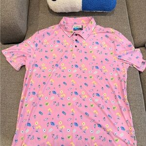 Magellan Outdoors Pink Tropical Polo Shirt